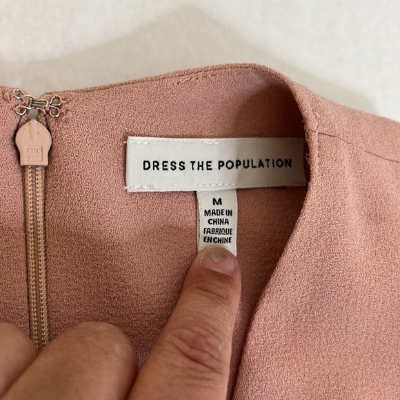DRESS THE POPULATION CATALINA BLUSH CREPE COCKTAIL DRESS MEDIUM - Picture 11 of 16